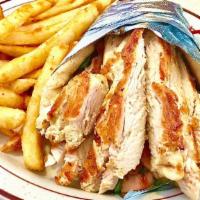 Grilled Chicken Breast Pita Combo · Lettuce, tomato, and mayo. Comes with fries and soft drink.