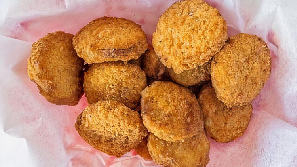 Fried Pickles · Breaded & seasoned pickle slices fried with your choice of dipping sauces.