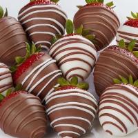 Chocolate Dipped Strawberries - Gourmet Drizzle · Our romantic dipped berries, of course. Plump, juicy strawberries dipped and drizzled to per...