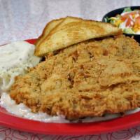 Chicken Fried Steak · Hand-Breaded to Order Served on Top of White Gravy with Texas Toast. Served with Choice of M...