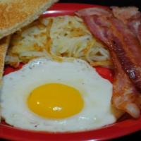 Small Breakfast · 1 Egg, 2 Slices of Bacon or 1 Sausage Patty, Hash Browns, Toast or Biscuit & Gravy