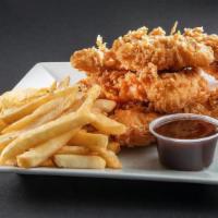 Chicken Tender Dinner · Four Jumbo, All Natural Hand Breaded Chicken Tenders with Choice of Dipping Sauce