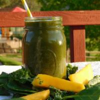 Kaling My Vibe · Product contains almond milk. A creamy, sweet vegan green smoothie with kale, spinach, straw...
