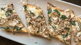 Flatbread Spinach Mushroom · Mozzarella cheese, Parmesan, garlic, herbs, and olive oil.