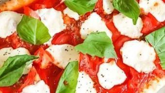 Flatbread Basil Margherita Pizza · Mozzarella cheese, fresh basil, and homemade tomato sauce.