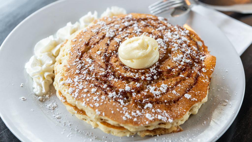 Cinnamon Swirl · cinnamon & sugar swirled into each pancake then topped with whipped cream.