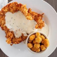 Full Sized Chicken Fried Steak · Served with white gravy, mashed potatoes and choice of side.
