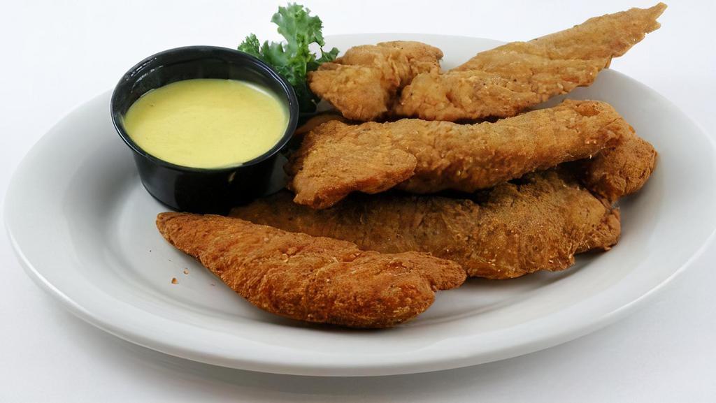 Lizard Lips · Chicken tenders deep fried golden brown. Served with BBQ, honey mustard or ranch. Available tossed in any of our wing sauces.