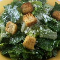 Caesar Salad-Small · Fresh romaine lettuce tossed with our Caesar dressing and topped with Parmesan cheese and cr...