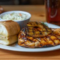 Teriyaki Chicken Breast · Twelve ounces of chicken breast charbroiled and basted in our teriyaki sauce, topped with a ...