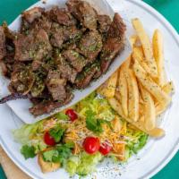 Lamb Chops · Served with side salad and fries