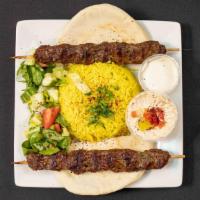 Kufta Kabab Dinner Beef · 3 Skewers of Char Broiled Kufta Kabab (Ground beef mixed with Onions, Parsley & House Spices...