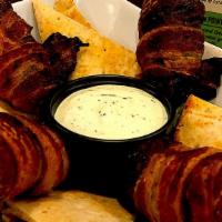 Jalapeno Poppers · Fresh Jalapenos, House Cheese Spread, Apple Smoked Bacon, Jalapeno Ranch