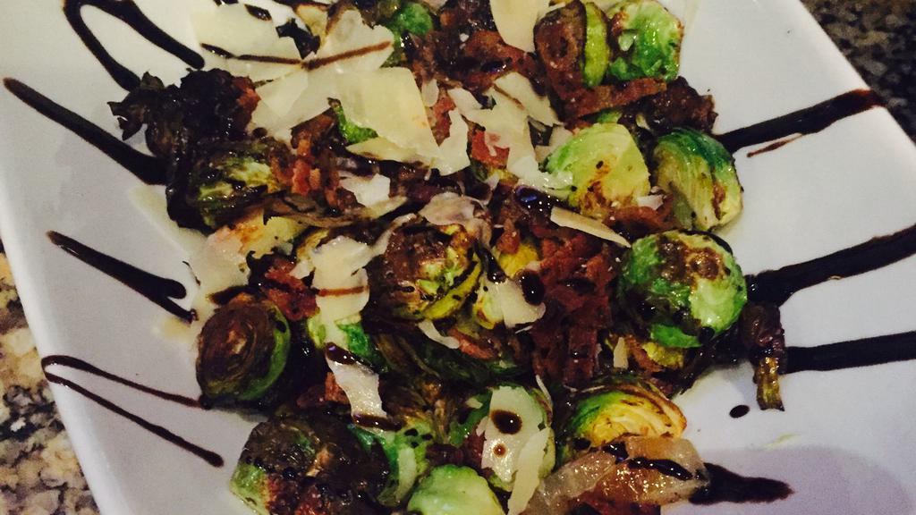 Brussel Sprouts · Bacon, Parmesan, Sauteed Onion, Fresh Garlic, Balsamic