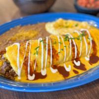 Fajita Steak Burrito · Grilled Fajita Steak, sauteed peppers and onions, rice, and Chili con Queso wrapped up in a ...