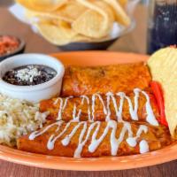 Combo #3 · A Ground Beef, Bean, & Cheese Burrito, a Cheese & Onion Enchilada, a Ground Beef Enchilada, ...