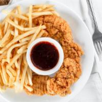 Chicken Strips · Comes with fries and drink.