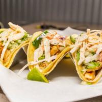 Street Tacos (Chicken) (3) · Served on corn tortillas with coleslaw, cilantro, cheese and homemade salsa.