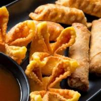 Taste Of The Bounty · Three of each Eggrolls, Potstickers & Krab Rangoons served with sweet & sour dipping sauce.