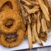 Build Your Own Sampler Pick 3 · Chicken strips with honey mustard, onion rings with chipotle ranch, mozzarella sticks with m...