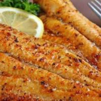 Baked Catfish Boss Man Meal · Served with 3 large sides and dessert. Choose a a side: Mac and Cheese, Sweet Potato Pun, Re...