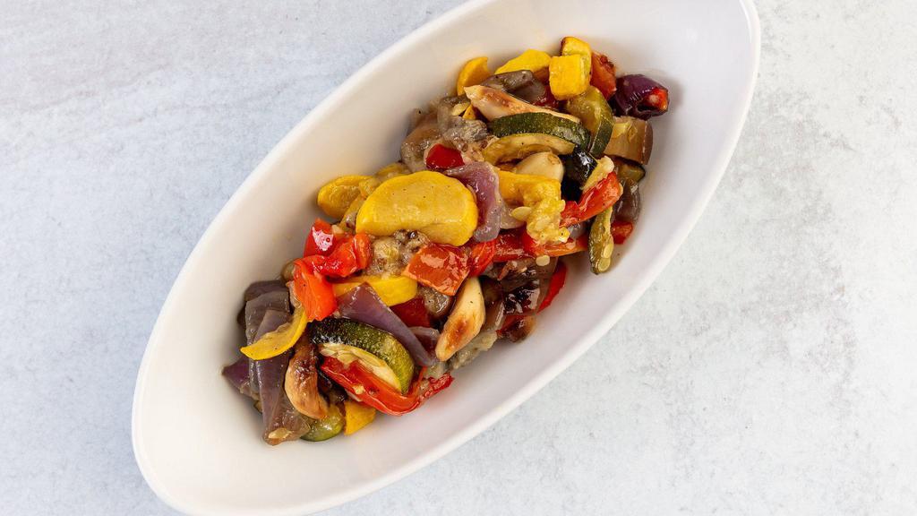 Roasted Vegetables Antipasto · Oven-roasted vegetables in olive oil.