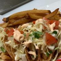 Taco Rico Fish  · 5 Crunchy or 4 soft shell Fried fish tacos with cabbage, cilantro onions with chipotle Mayo ...