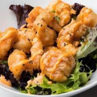 Bang Bang Chicken / Shrimp · Deep fried chicken or shrimp tossed in our spicy mayo sauce on a bed of fresh romaine lettuce.
