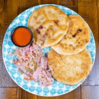 Pupusas Plate · stuff tortillas with Pork,beans and cheese.