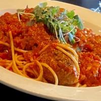 Spaghetti And Meatballs · Homemade marinara and meatballs over spaghetti.
