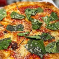 Margherita Pizza (Small) · Our Margherita Pizza is topped with basil, fresh mozzarella, parmesan.