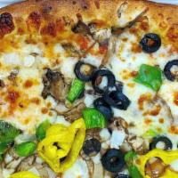 Garden Lover Pizza (Small) · Our Garden Lover Pizza is topped with black olives, green peppers, mild peppers, mushrooms, ...