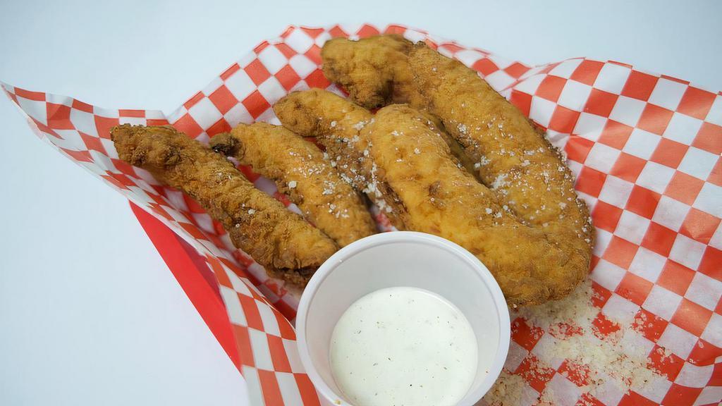 Chicken Strips (5Pc) · Jumbo strips of juicy chicken made from breast.