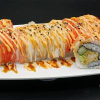 Omg Roll · Spicy shrimp tempura, avocado, and cucumber topped with crab, boss sauce, eel sauce and sesa...