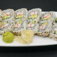 California Roll · Most popular. Inside-out seaweed wrap, crab stick, avocado, cucumber, and sesame seed.