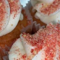 3 Strawberry Crunch Cupcakes · can also come filled with cheesecake