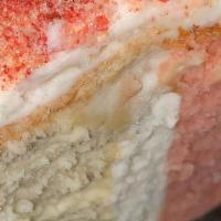 Strawberry Crunch Cheesecake Slice · 