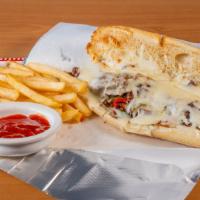 Philly Cheese Steak · Chopped steak, green peppers, onions, mushrooms and cheese
