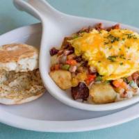 The Carolina · A southern casserole of goodness combining home fries, bell pepper, onion, diced ham, crumbl...