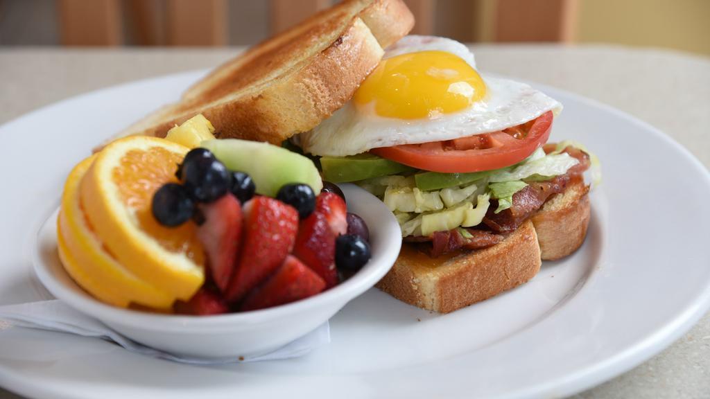 Ace Of A Blt · Avocado, Cheddar, fried Egg, Bacon,. Lettuce and Tomato on toasted. sourdough
