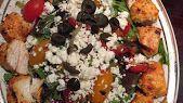 Mediterranean (Greek) Salad · Romaine lettuce, tomatoes, Kalamata olives, cucumbers and feta cheese served with house vina...