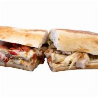 Chicken Pesto Sandwich · Oven-Roasted Chicken Breast, Sweet Basil Pesto, Roasted Red Peppers, Balsamic Roma Tomatoes ...