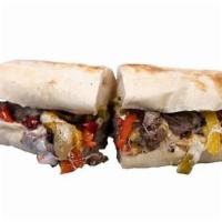 Roast Beef · Sliced roast beef, grilled bell peppers, giardiniera, with mozzarella cheese and horseradish...