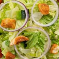Side Salad Caesar Side Salad · Romaine/Iceberg Mix, Tomatoes, Red Onions, Cucumbers, Croutons and Our Creamy House Vinaigre...