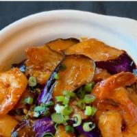 Shrimp With Eggplant In Clay Pot · Hot and spicy.