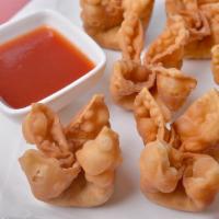 Crab Rangoon (6 Pieces) · Imitation crab meat, green onions, and cream cheese flash fried in a wonton shell.