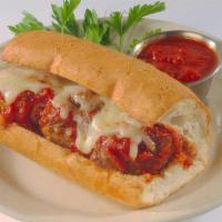 Meatball Sandwich Panino · Homemade meatballs with marinara sauce.