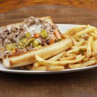 Italian Beef Panino · Thinly sliced and piled high with natural au jus.