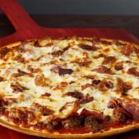 Meat Classic Pizza · Pepperoni, sausage, Canadian bacon and ground beef.