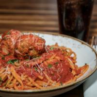 Spaghetti & Meatballs · House red sauce, parmesan.